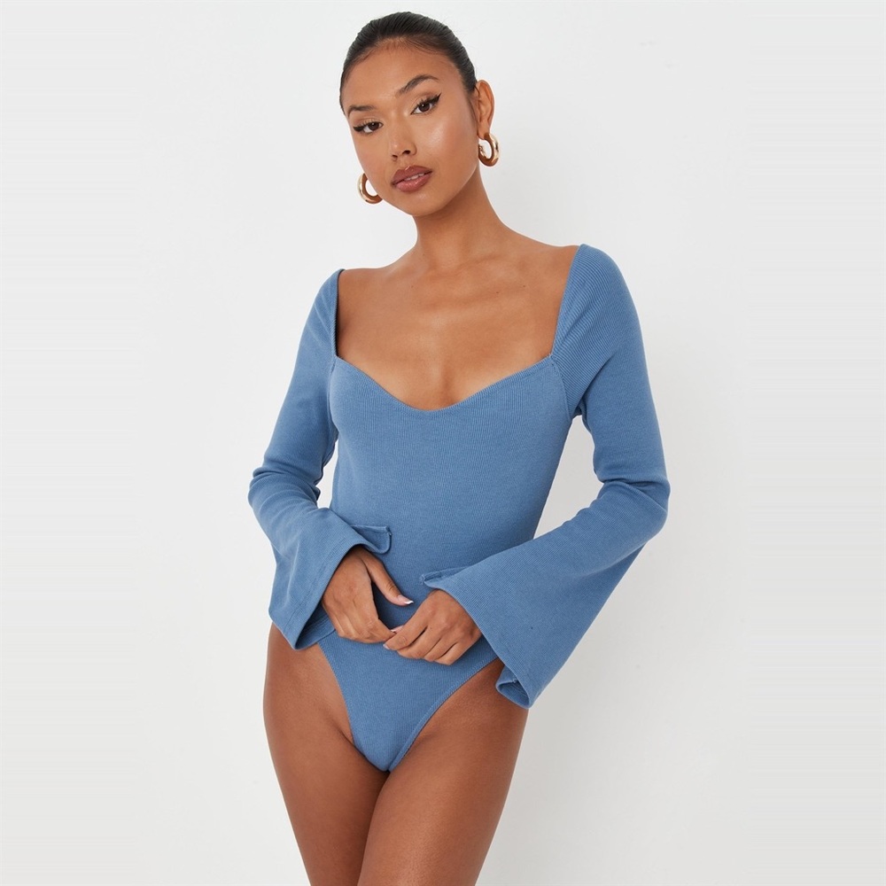 *NEVER WORN* Blue Ribbed Bodysuit